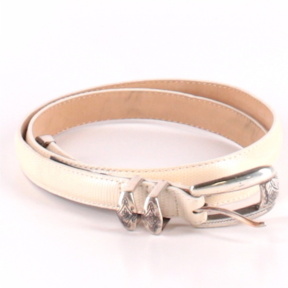 Brighton Cream Belt with Silver Accents
